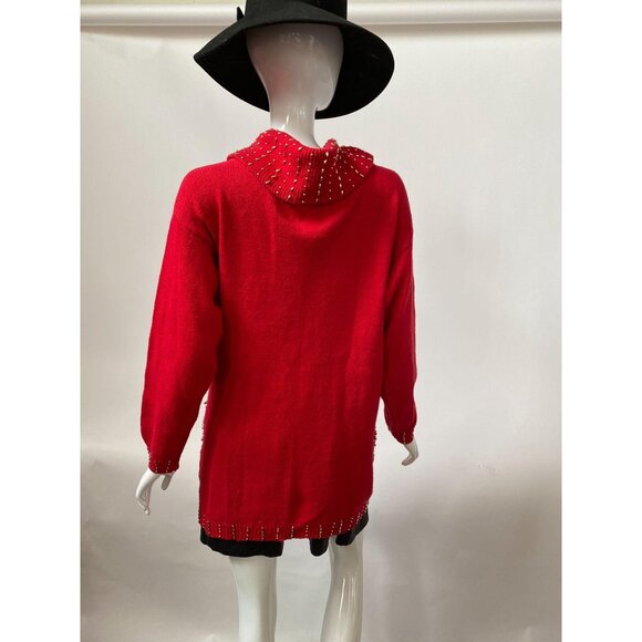 Red & Gold Embellished Sweater Dress Size S Studio S Collection - Picture 11 of 13